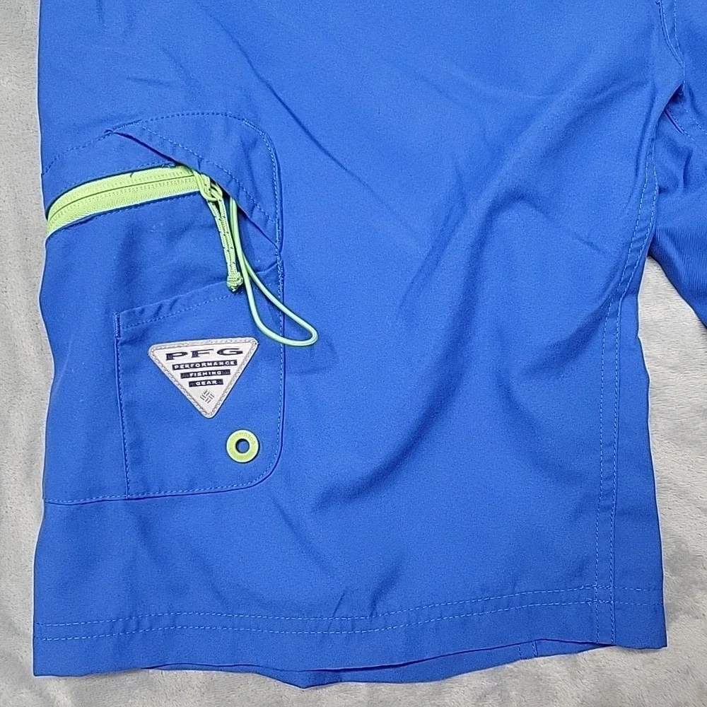 Columbia Shorts Mens 34x11 Blue Board PFG Performance Fishing Gear Omni-Shield